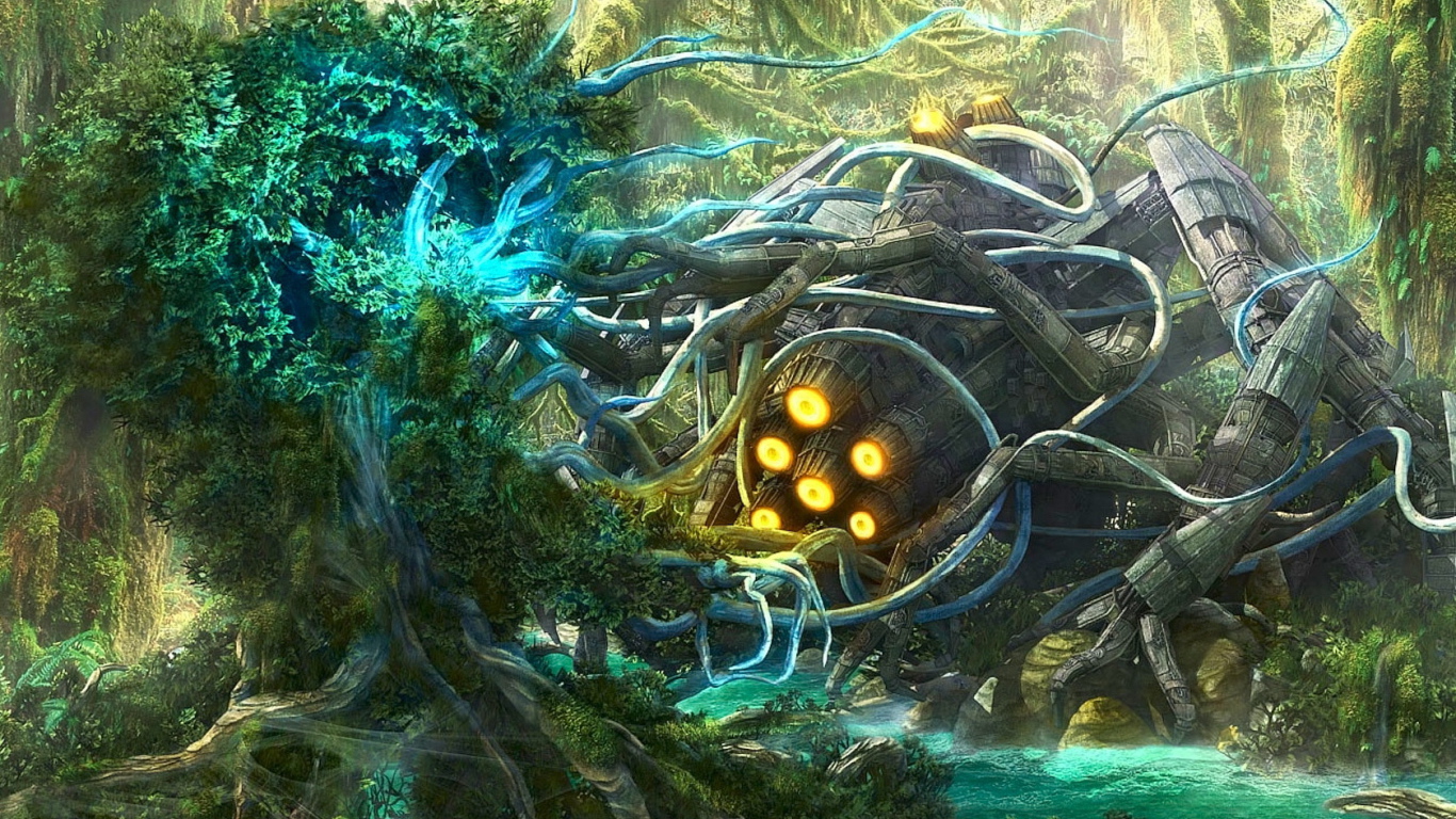 Космический корабль в лесу