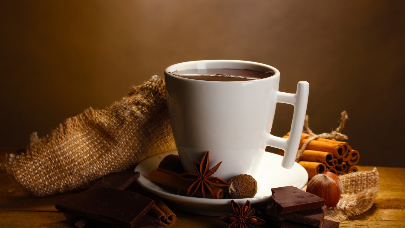 Кусочки шоколада с кофе