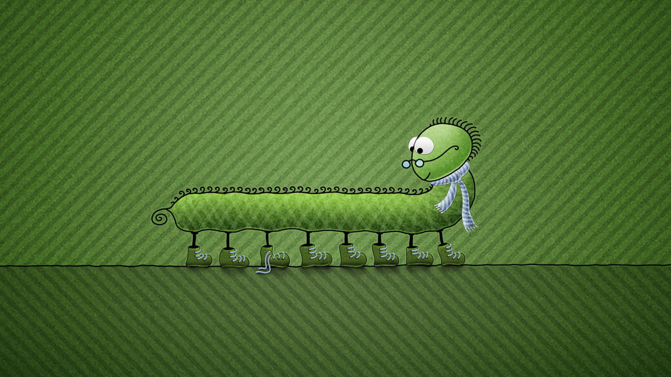 Сороконожка в очках на зеленом фоне