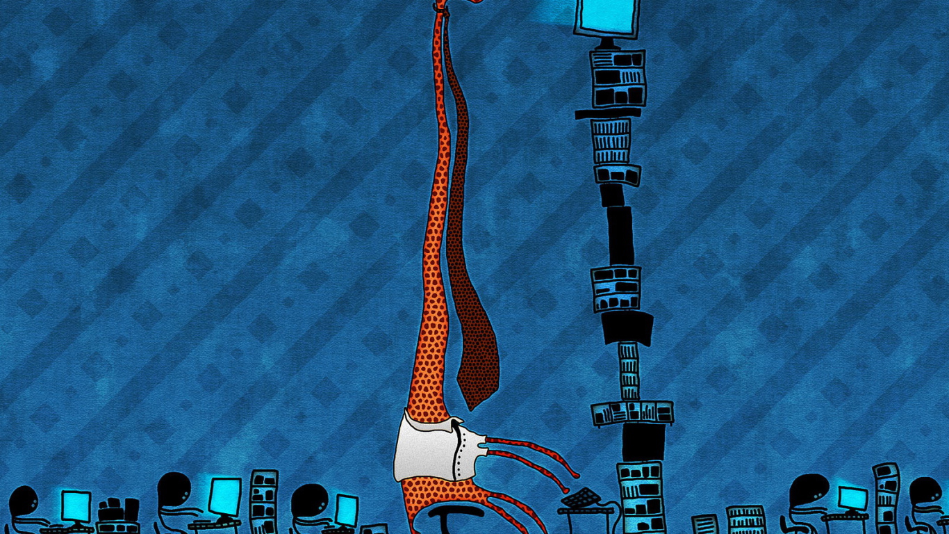 Жираф за компьютером