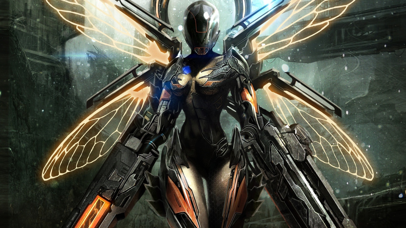 Летающий воин из игры Warframe