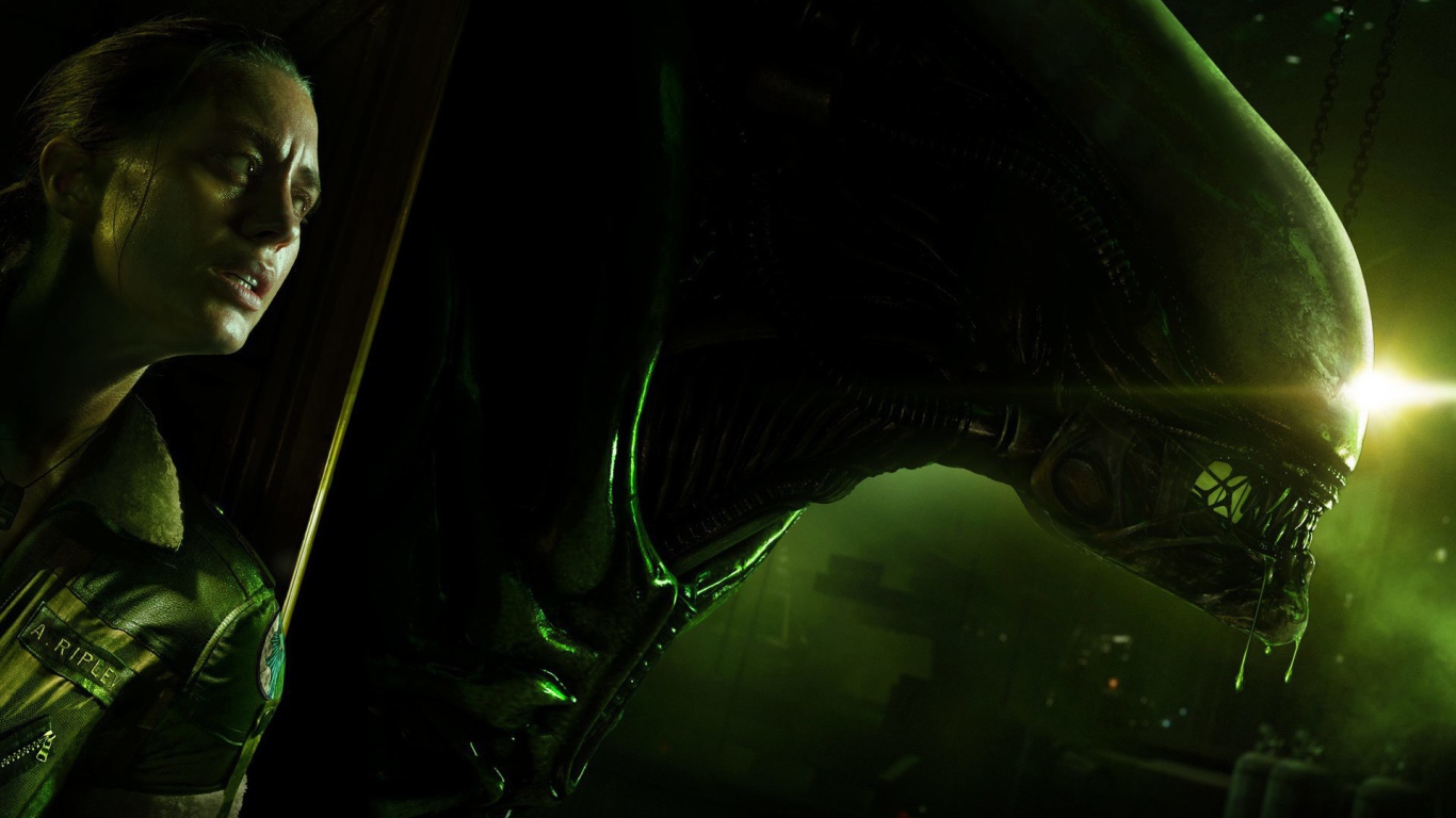 Девушка прячется от пришельца в игре Alien Isolation
