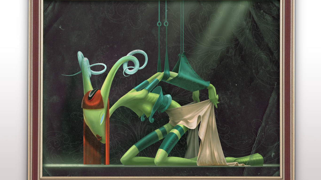 Милая пара смотрит на картину