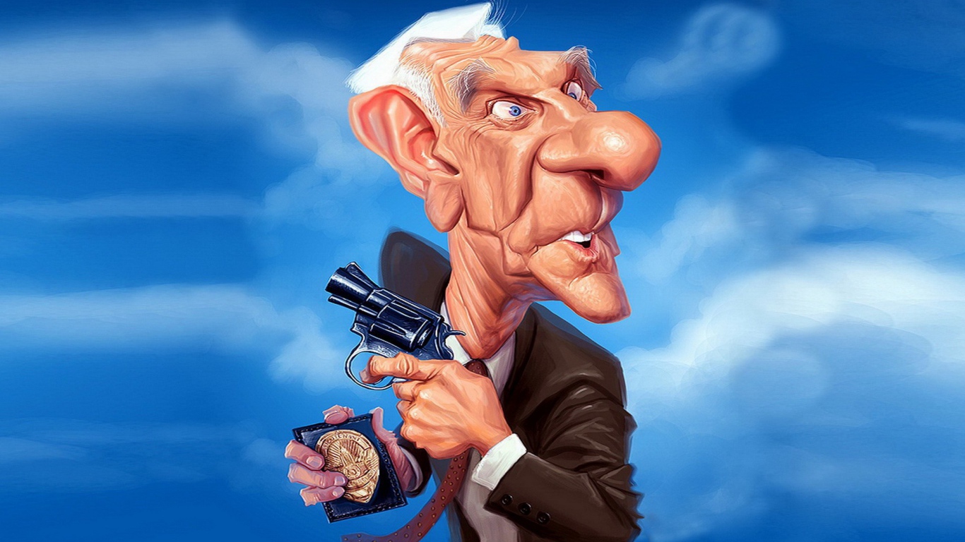 Карикатура на актера Лесли Нильсена