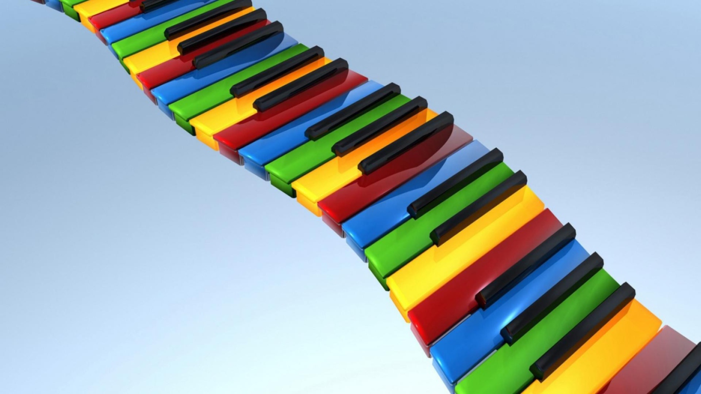 Радужная изогнутая клавиатура пианино