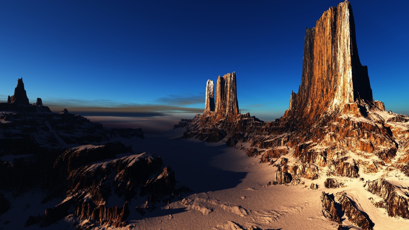 Острые пики оставшиеся от разрушенных скал