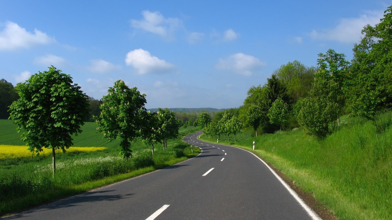 Ровная дорога среди полей в Украине