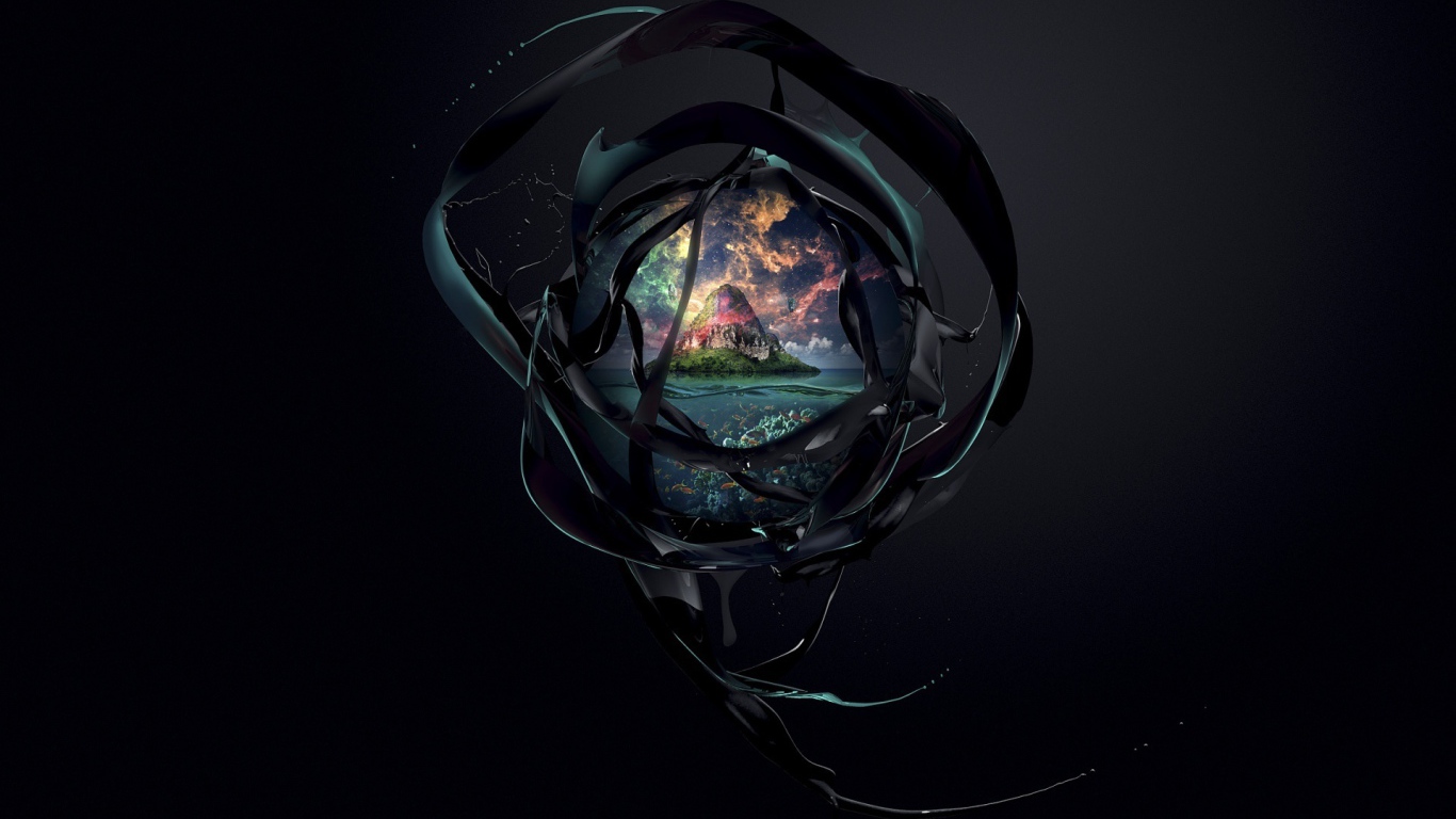 Остров на черном фоне