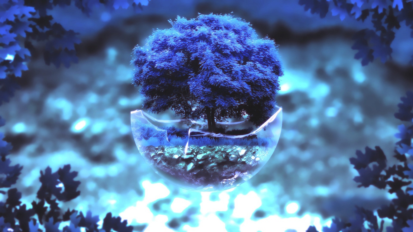 Бонсай с синим деревом