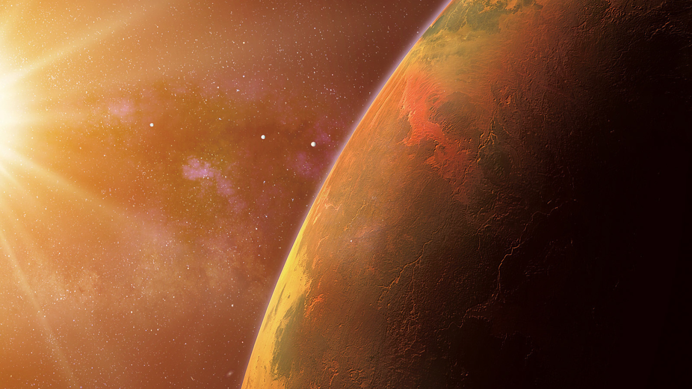 Марс освещенный солнцем