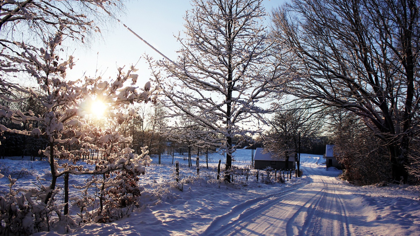 Зимняя дорога в Швеции