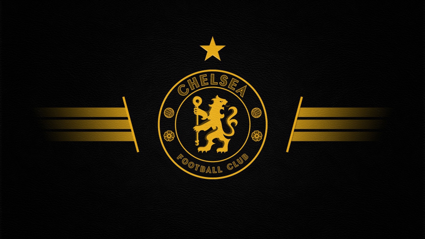 Футбольный клуб Челси, логотип  золотой на сером