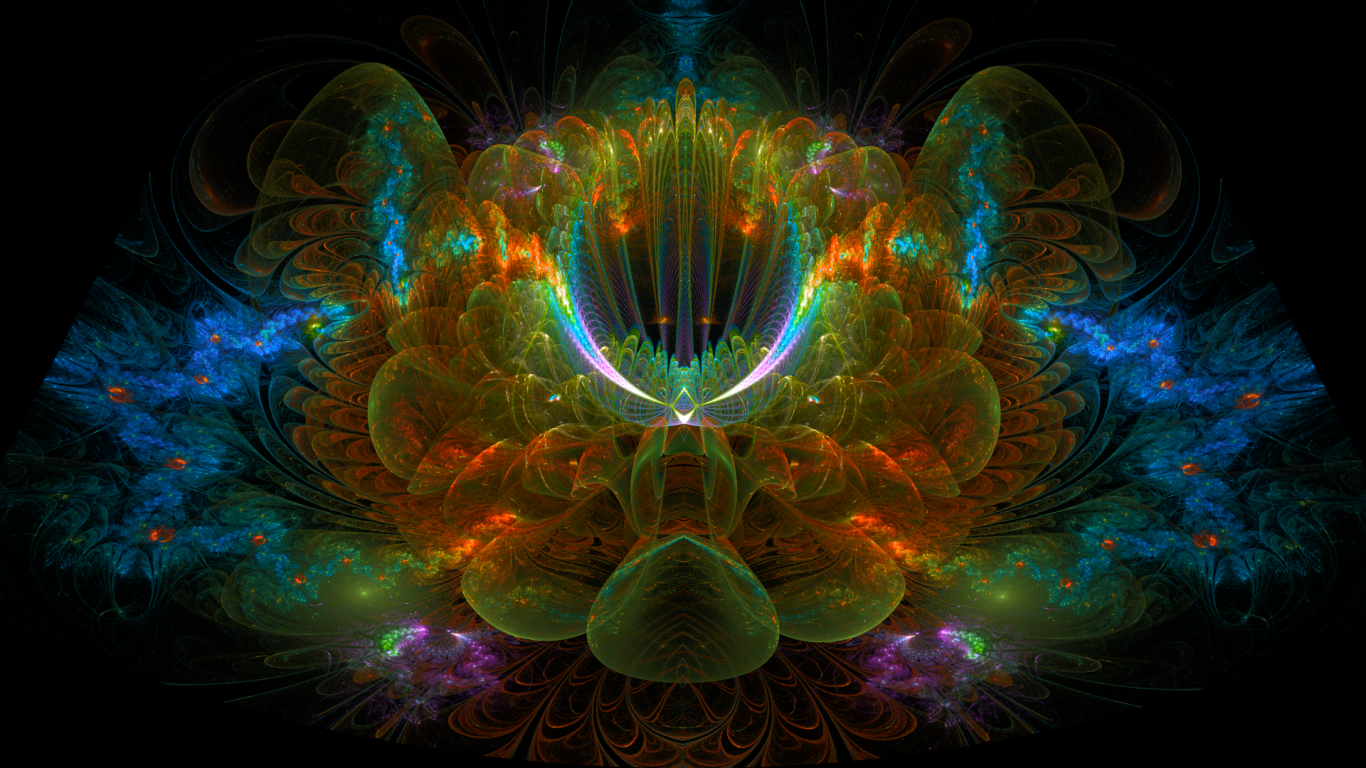 Необычный разноцветный фрактальный цветок  