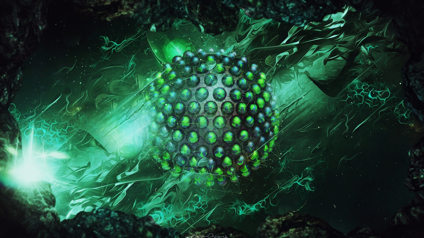 Зеленая сфера рендеринг, абстракция 