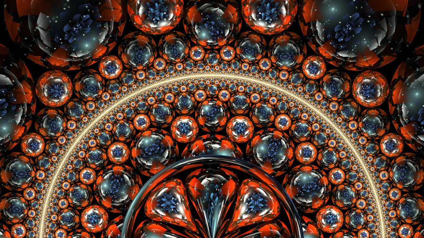 Разноцветные сферы, фрактальный рисунок