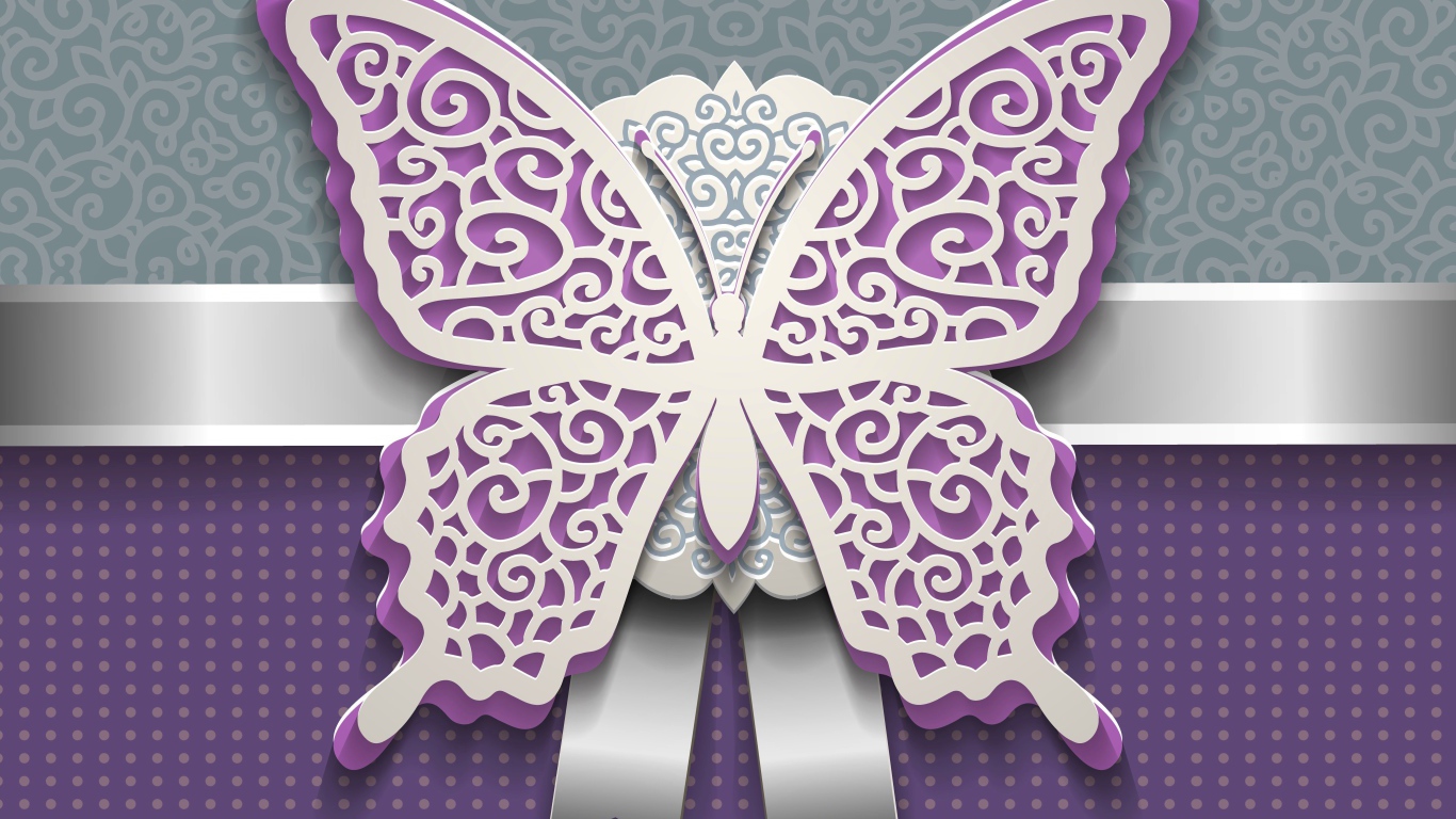 Пурпурная бабочка с белым, 3д графика