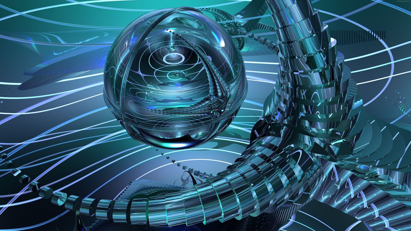 Шар и спирали 3д графика