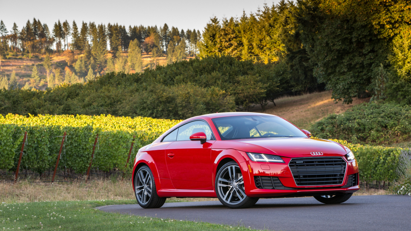 Red car Audi TT on the road