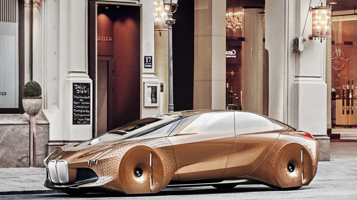 Коричневый стильный автомобиль BMW Concept Vision Next 100