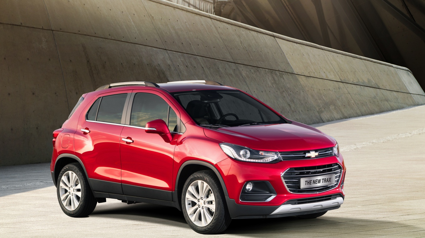 Красный автомобиль внедорожник Chevrolet  Trax, 2017