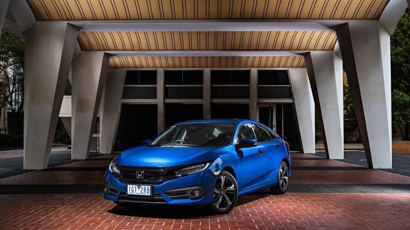 Синий спортивный автомобиль Honda Civic Type R