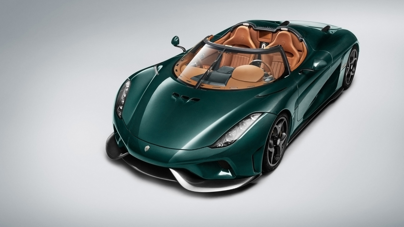 Зеленый автомобиль кабриолет  Koenigsegg Regera