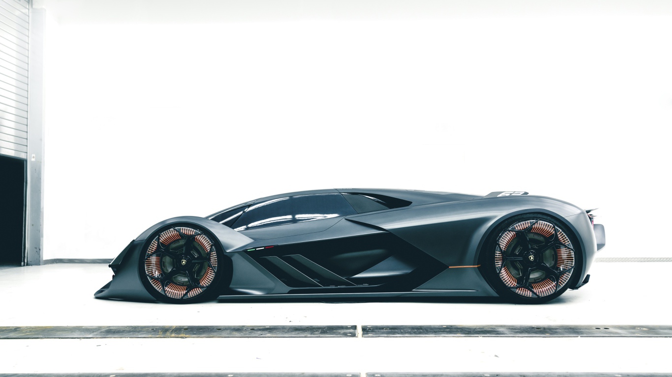 Черный спортивный автомобиль Lamborghini Terzo Millennio