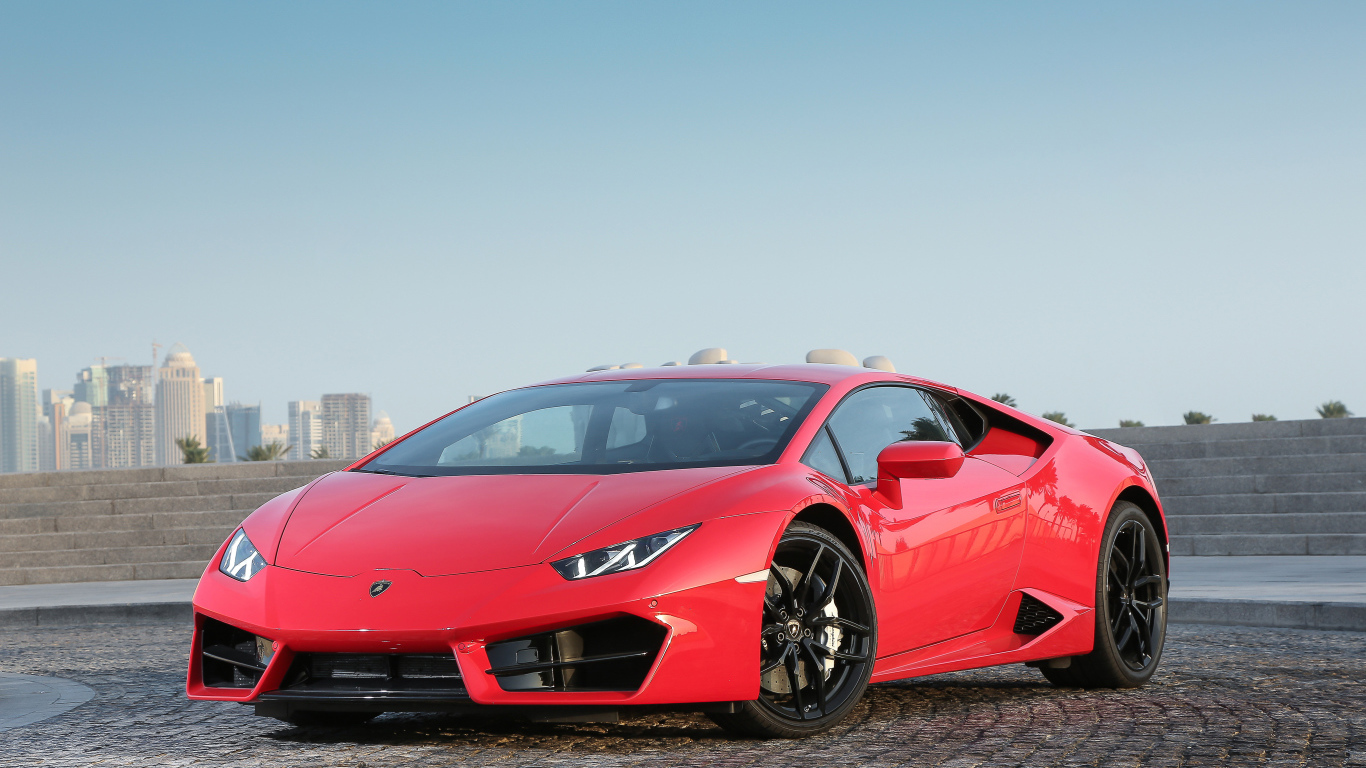 Красный спортивный автомобиль Lamborghini Huracan