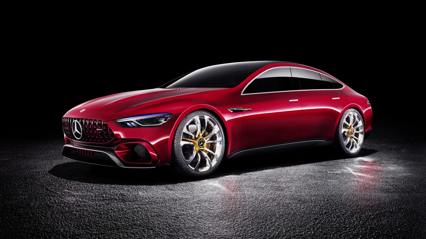 Автомобиль  Mercedes-AMG GT на черном фоне 