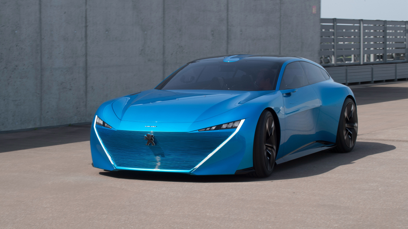 Голубой автомобиль Peugeot Instinct Concept