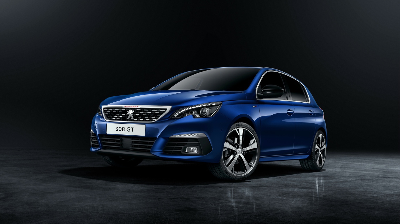 Автомобиль Peugeot 308 синего цвета
