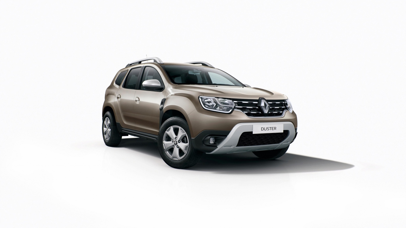 Внедорожник Renault Duster, 2018 на белом фоне
