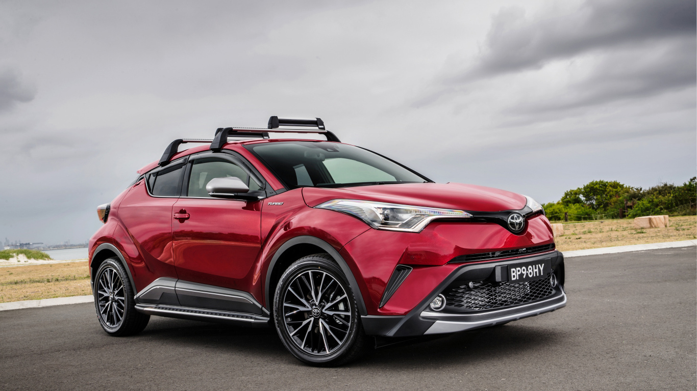 Красный кроссовер Toyota C-HR, 2017