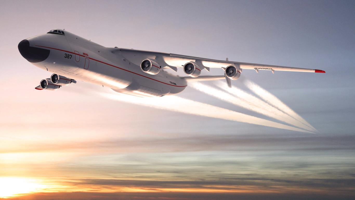 Реактивный самолет АН-225 Мрия на взлете 