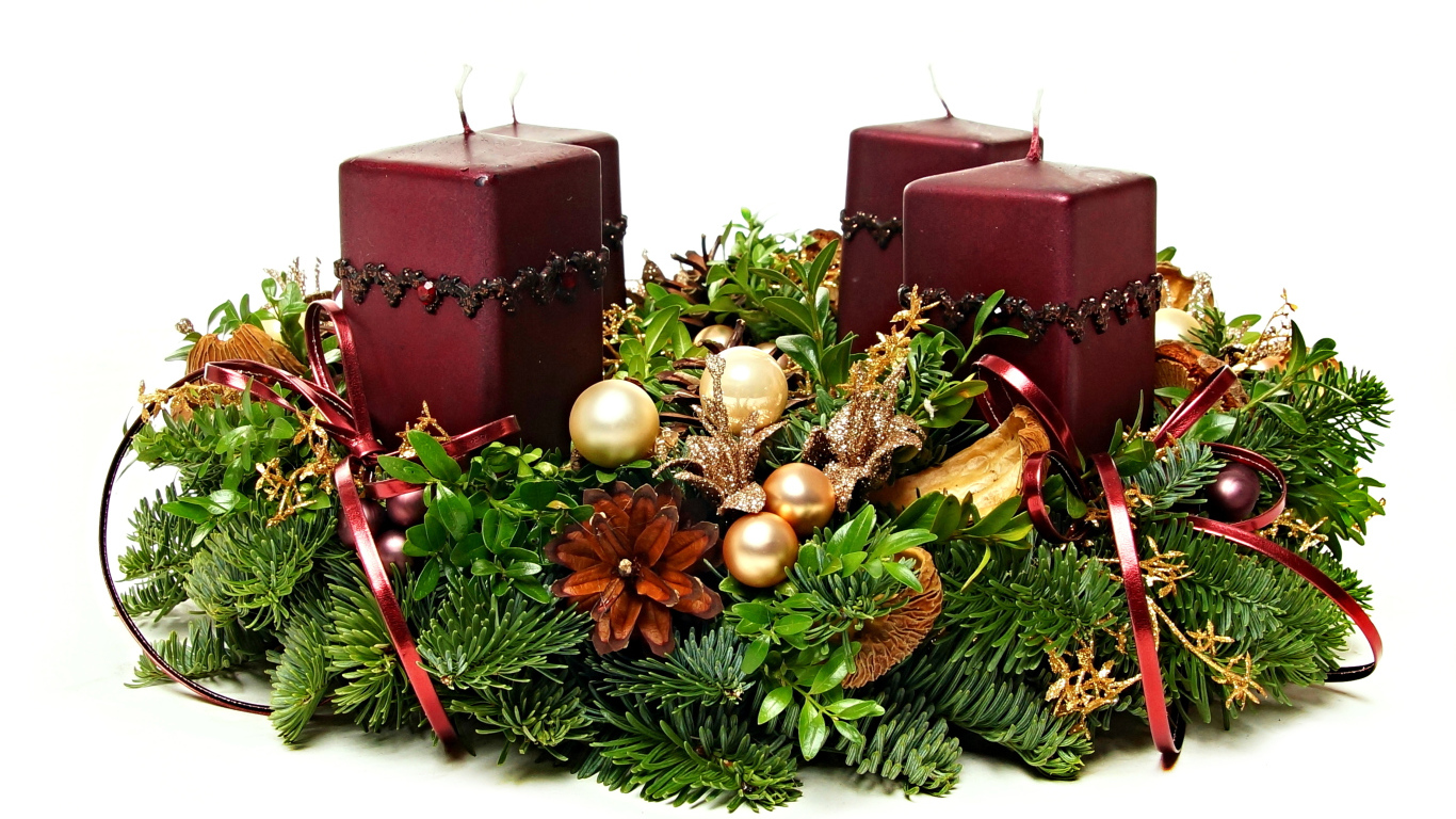 Christmas candles with Christmas wreath for Christmas