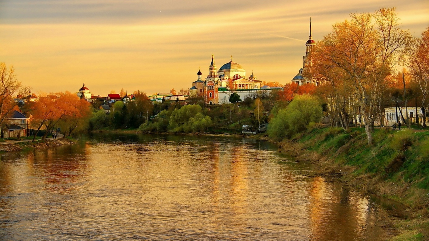 Sunset over the river, Torzhok. Tver Region Russia