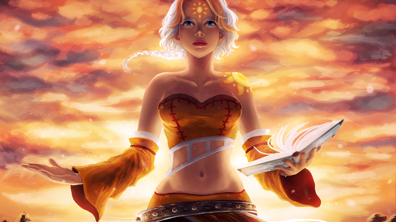 Голубоглазая девушка блондинка с волшебной книгой в руке, фэнтези