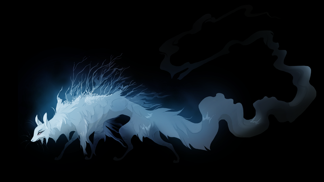 Фантастическое животное из тьмы на черном фоне