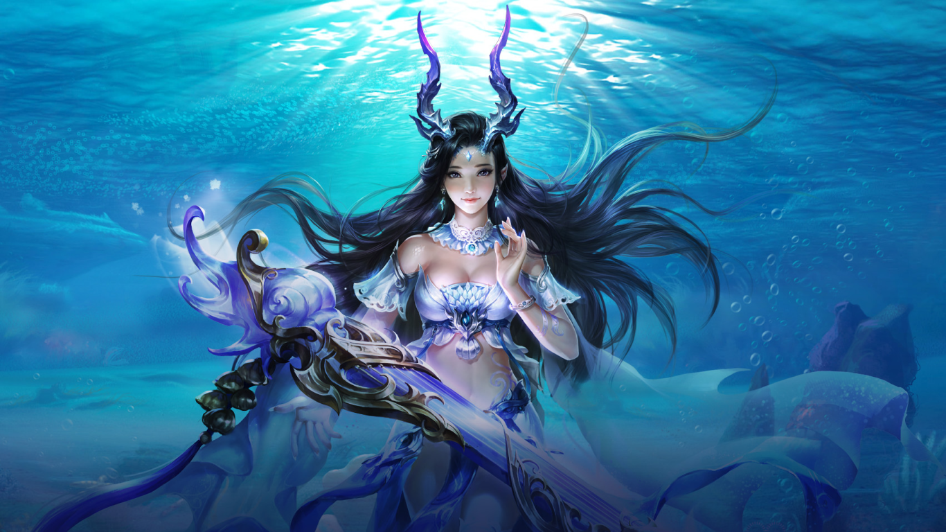 Девушка русалка под водой, фэнтези