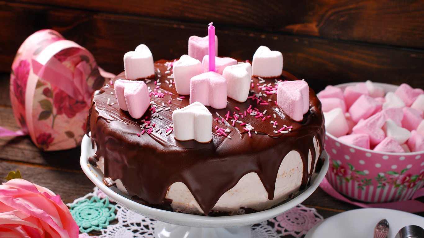 Торт с шоколадом и маршмеллоу 