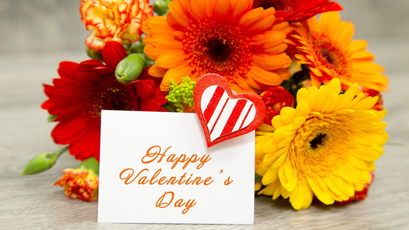 Букет гербер с валентинкой на День Святого Валентина, 14 февраля