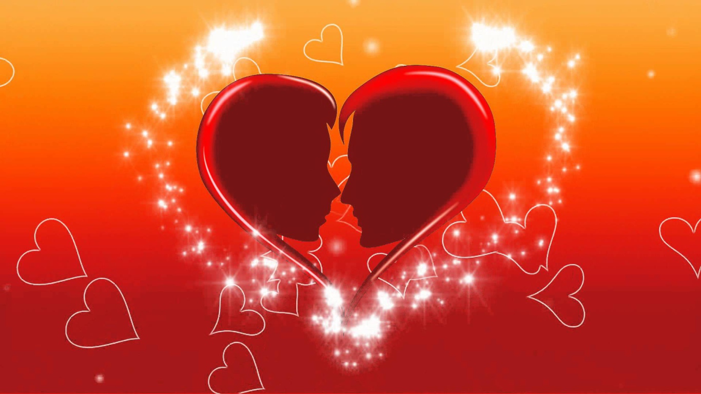 Образы влюбленной пары в сердце 