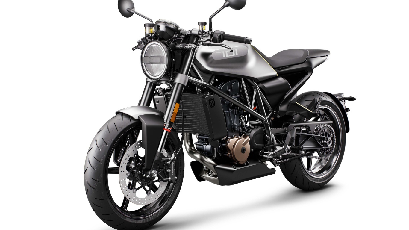 Черный мотоцикл Husqvarna Vitpilen 701, 2018 на белом фоне