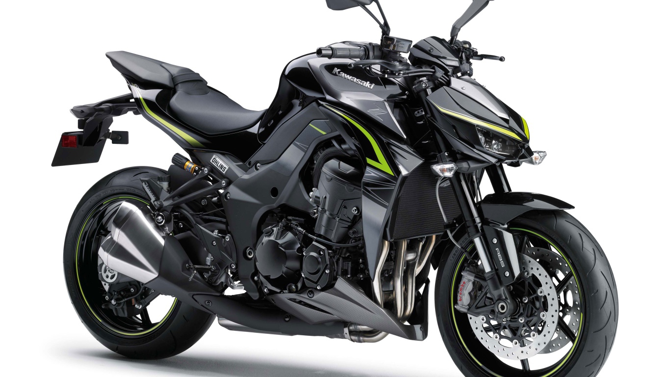 Стильный  черный мотоцикл Kawasaki Z1000R, 2017