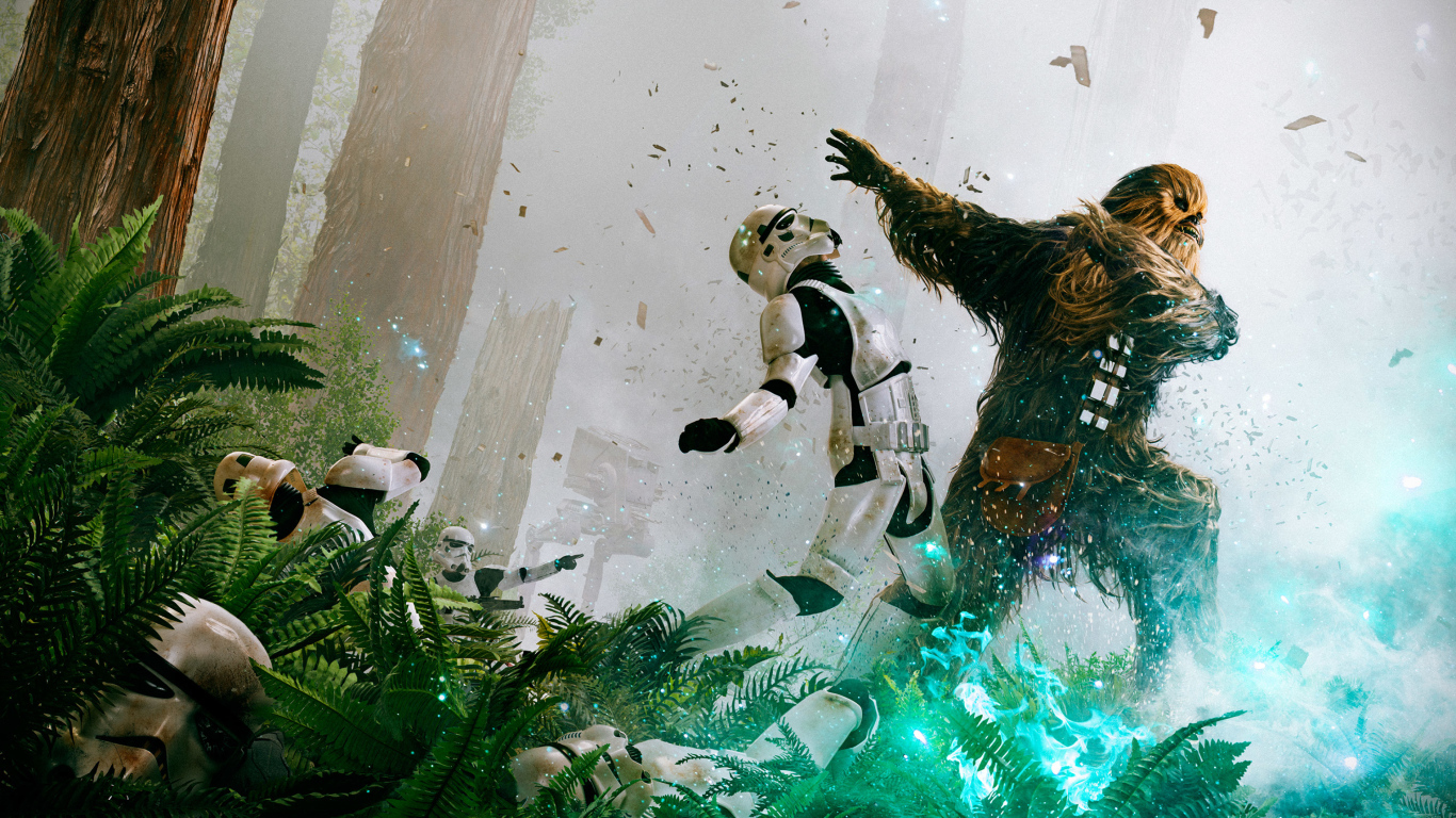 Чубакка сражается с имперскими штурмовиками, Звездные войны 