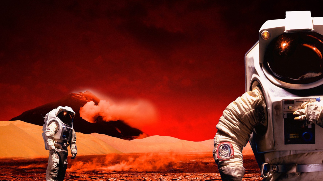 Космонавты на поверхности Марса 