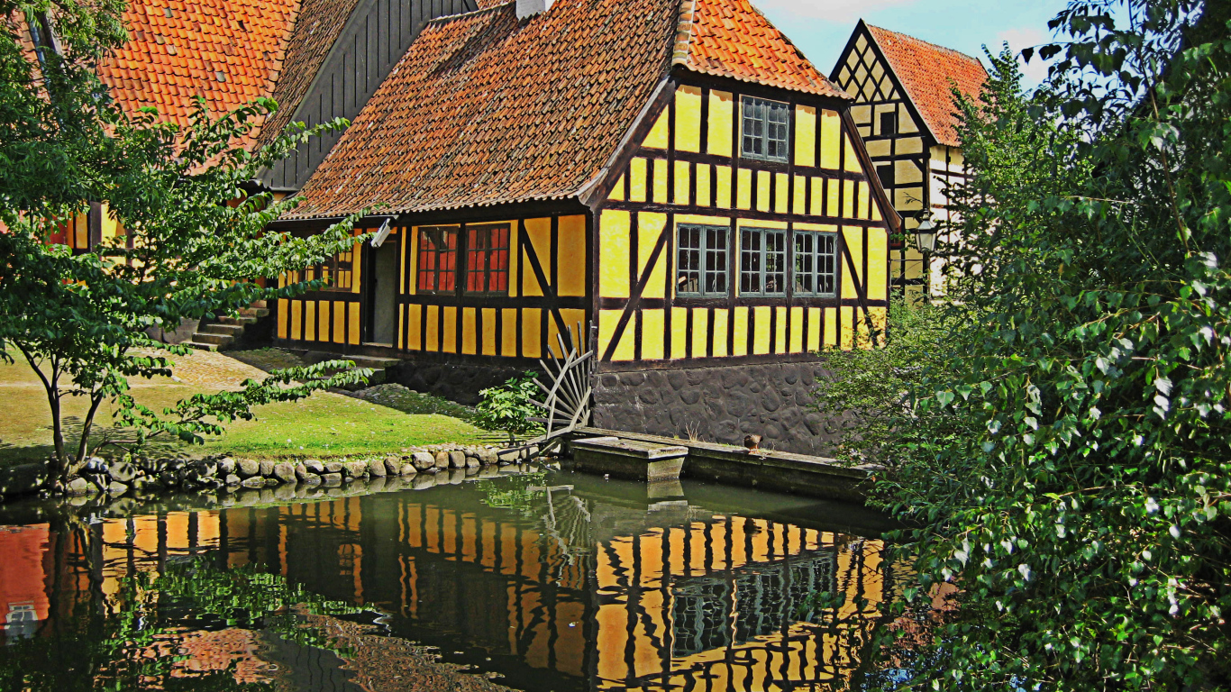 Старый город музей Ден Гамле Бю в Орхусе, Дания 