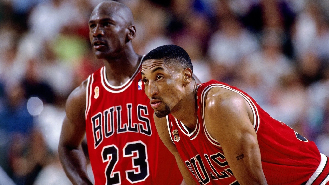 Basketball player Scottie Pippen, Michael Jordan, Chicago Bulls team,