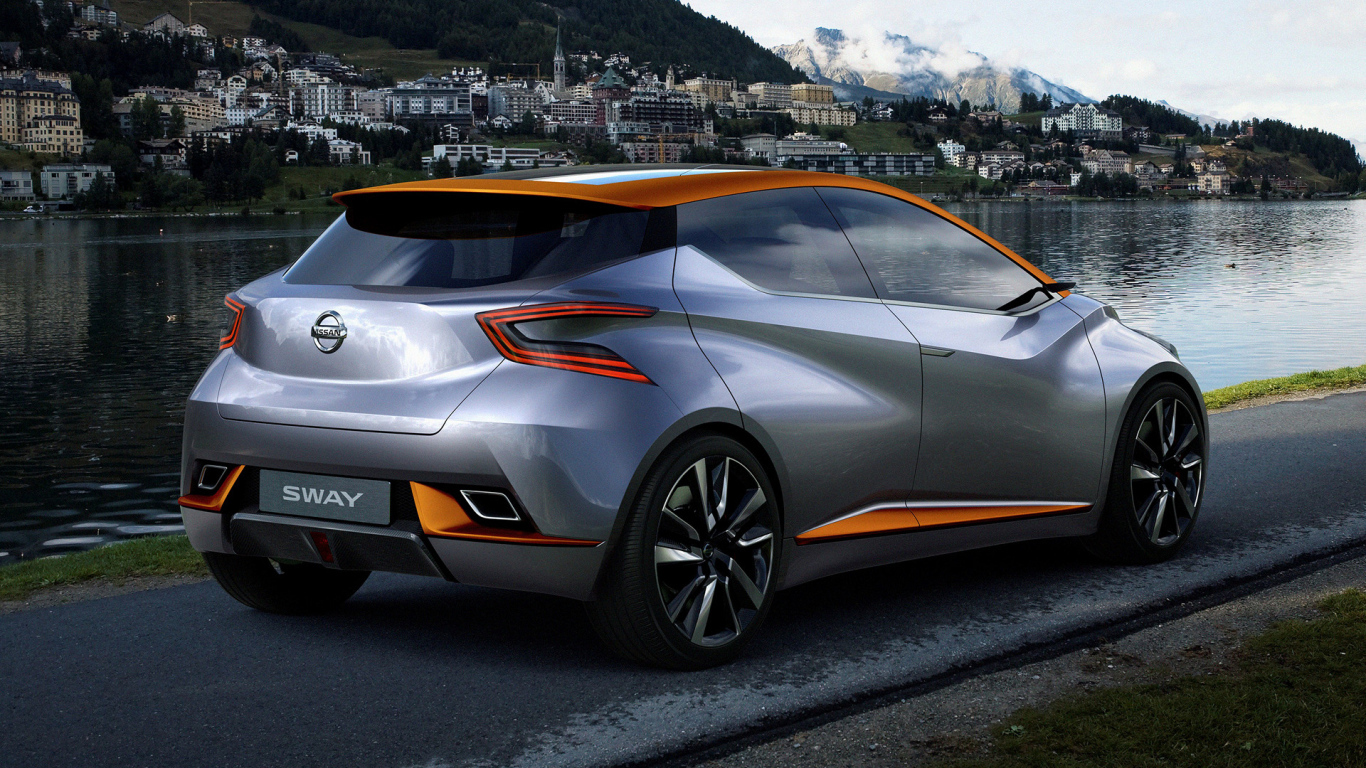 Серебристый электромобиль Nissan Sway 