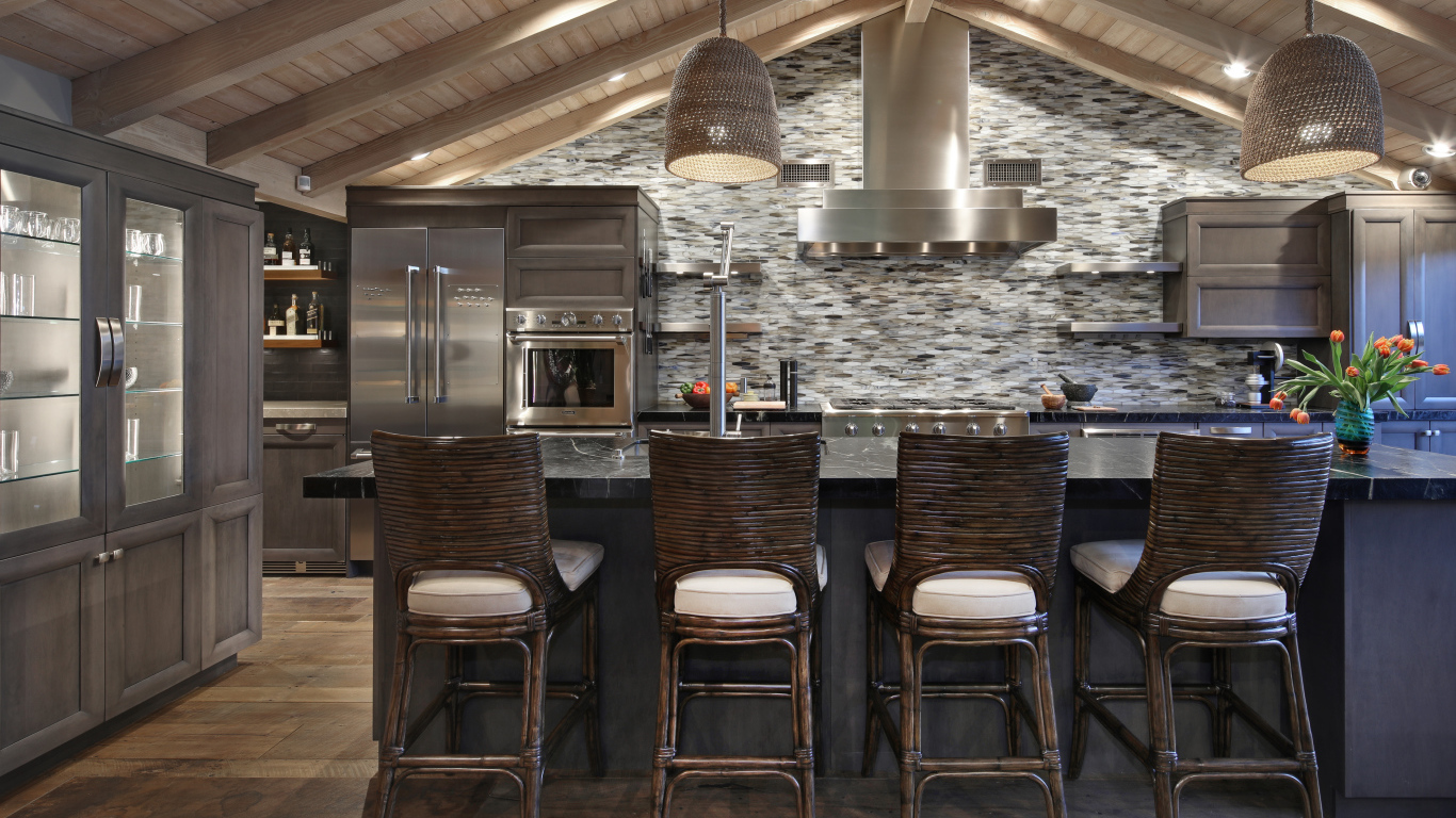 Стильная кухня в сером цвете 